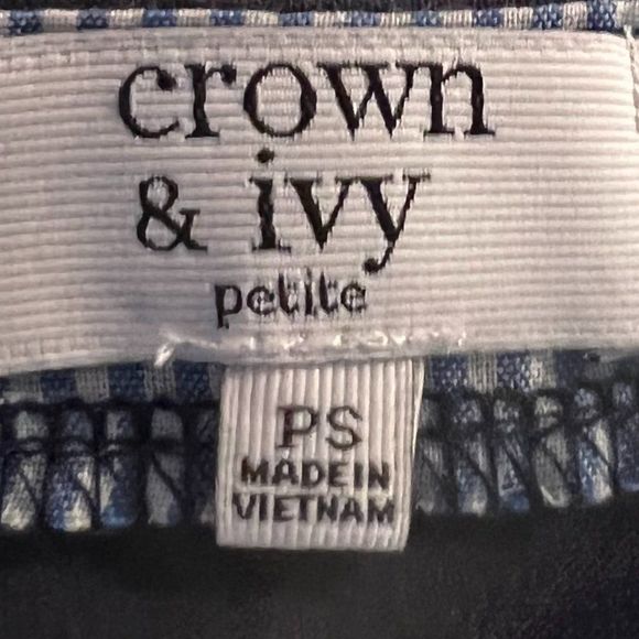 crown & ivy Tank Dress Blue Bodice and Blue and White Striped Scalloped Skirt PS - Picture 7 of 8